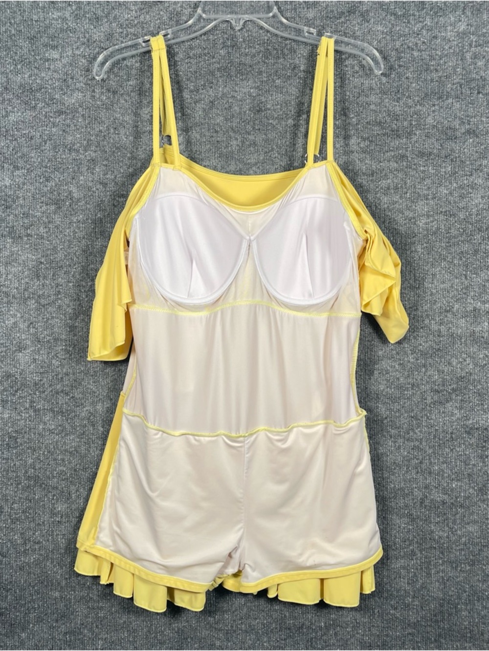 Cocopear Womens 3XL Yellow Tummy Control Cupped One Piece Swim Shorts Dress - Picture 9 of 12